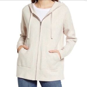 Madewell Northey Zip Hoodie Sweater Heather Stone Size Small